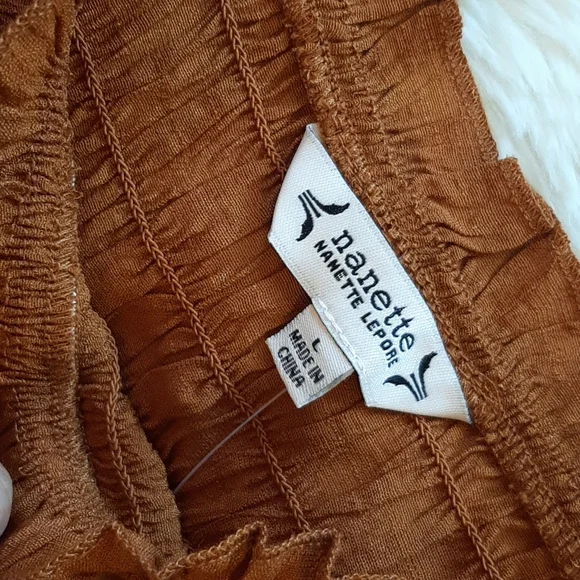 SOLD*Nanette Lepore Glazed Ginger Ruched Top Ruffle Bottom & Sleeves, Large, NWT - Picture 7 of 11